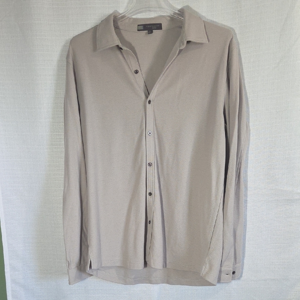 Robert Barakett Taupe Polo Button Down Long Sleeve Shirt Size Xl Pima Cotton